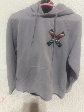 Gray Pullover Hoodie with Embroidered 'X' Accent